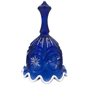 FENTON COBALT BLUE HAND PAINTED GLASS BELL